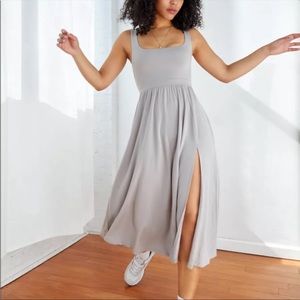Wilfred Light Gray Midi Dress with Side Slit